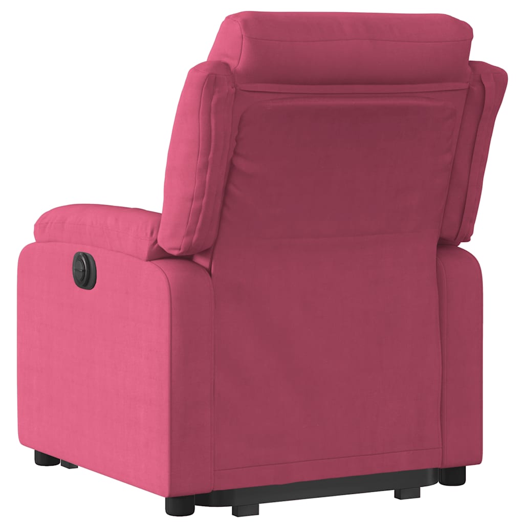 Fauteuil inclinable avec aide à la verticalisation en velours rouge vin