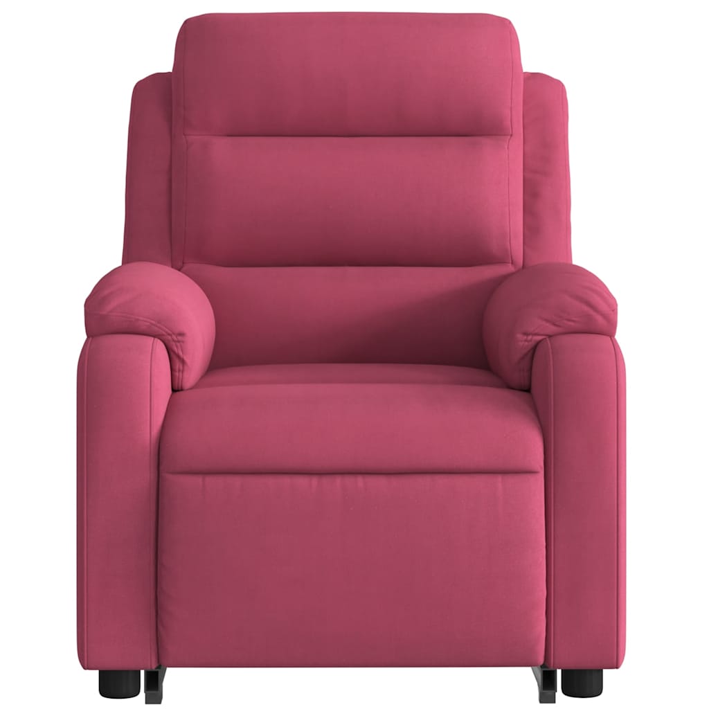 Fauteuil inclinable avec aide à la verticalisation en velours rouge vin
