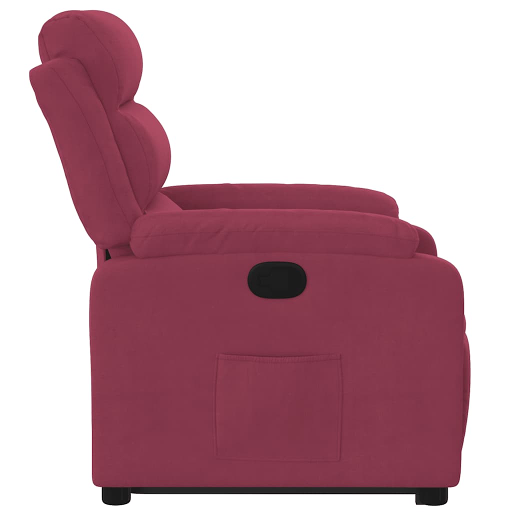 Fauteuil inclinable avec aide à la verticalisation en velours rouge vin