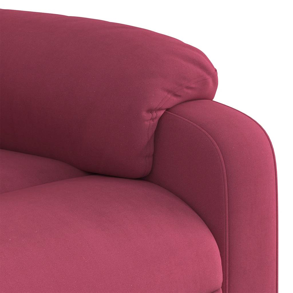 Fauteuil inclinable avec aide à la verticalisation en velours rouge vin