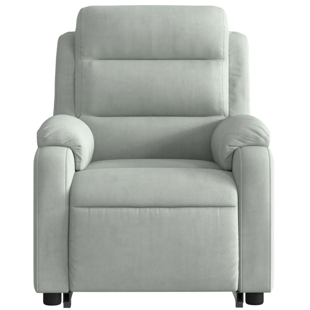 Fauteuil de massage avec aide à la verticalisation en velours gris clair