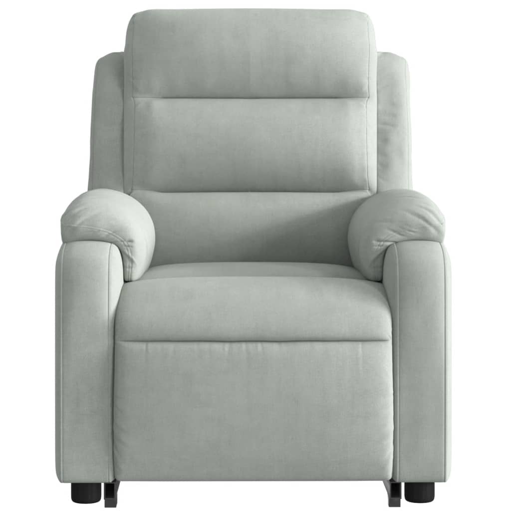 Fauteuil de massage avec aide électrique au verticalisation, velours gris clair