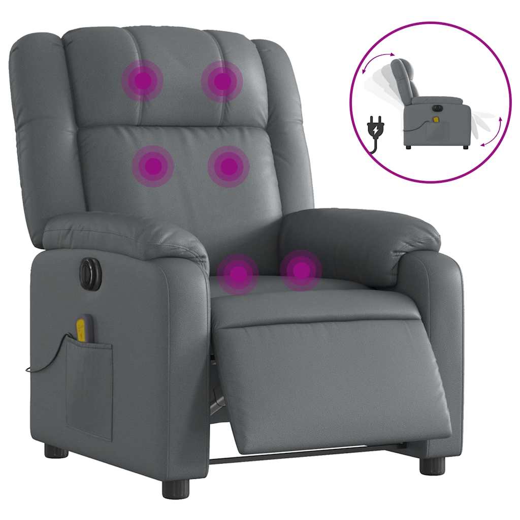 Fauteuil de massage électrique en similicuir gris