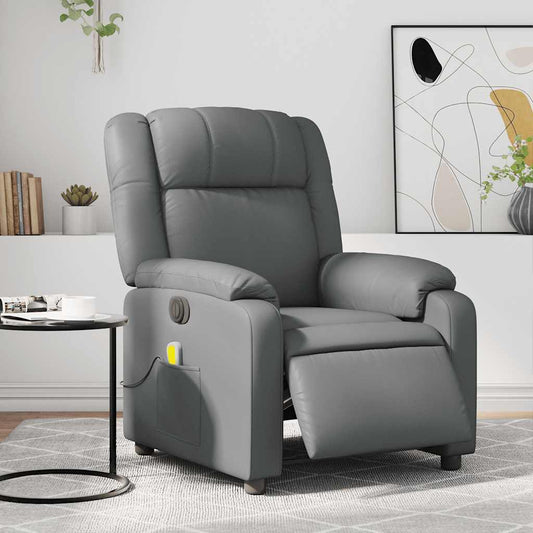 Fauteuil de massage électrique en similicuir gris