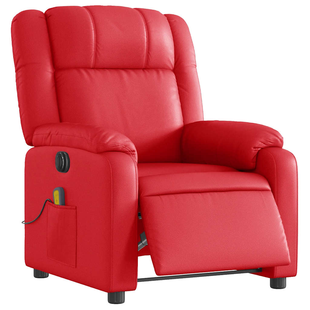 Massagesessel Elektrisch Rot Kunstleder