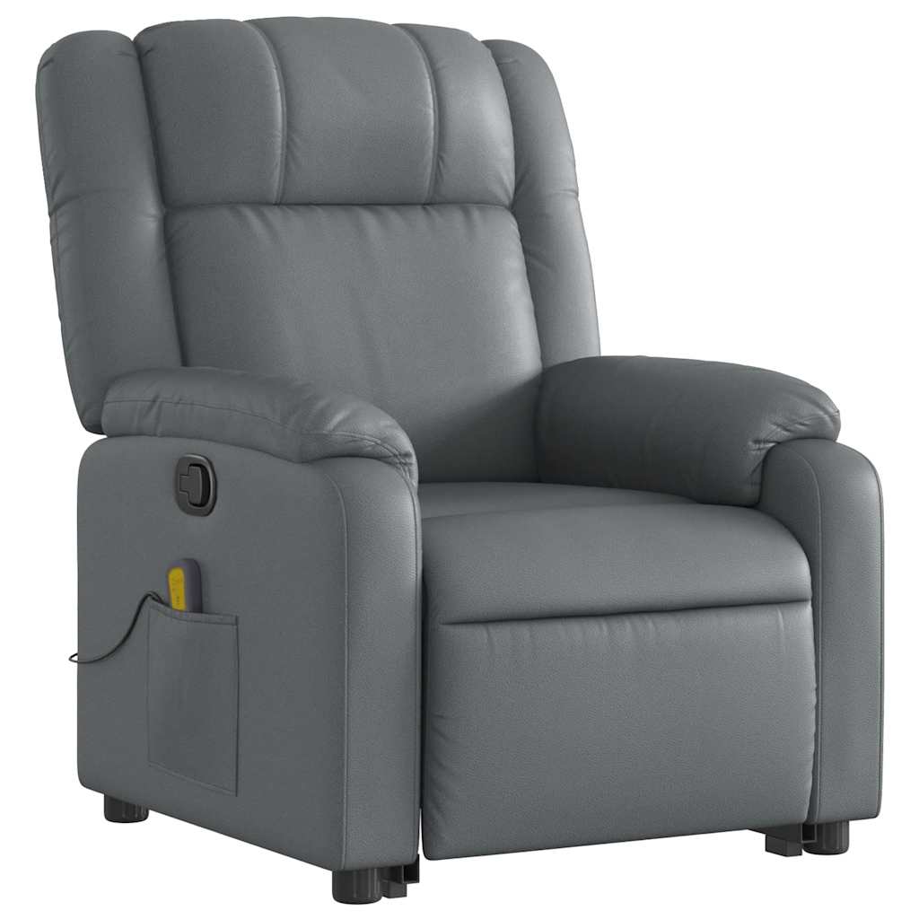 Fauteuil de massage avec aide à la verticalisation, cuir synthétique gris