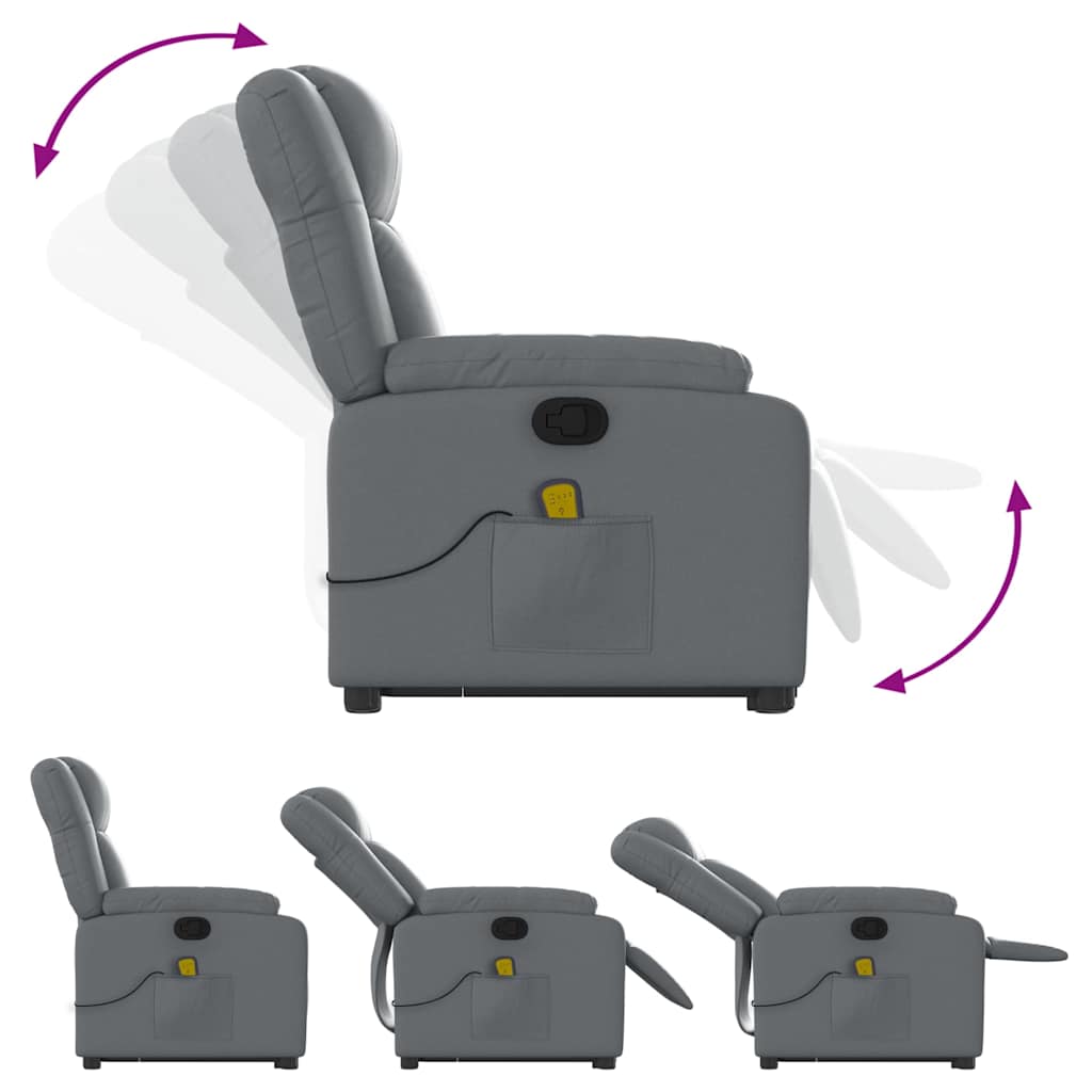 Fauteuil de massage avec aide à la verticalisation, cuir synthétique gris