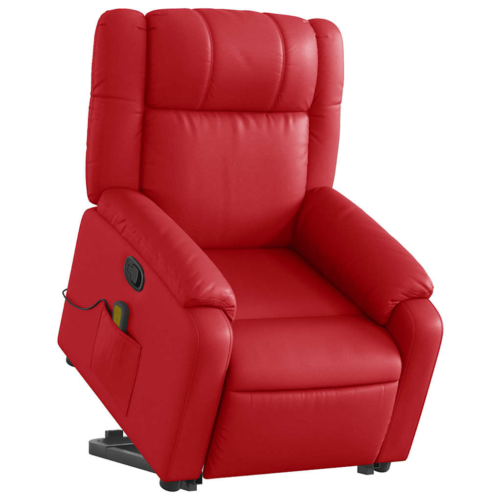 Massagesessel mit Aufstehhilfe Rot Kunstleder