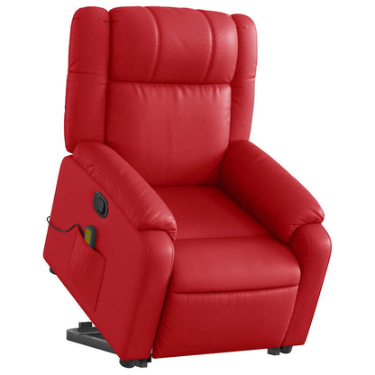 Massagesessel mit Aufstehhilfe Rot Kunstleder