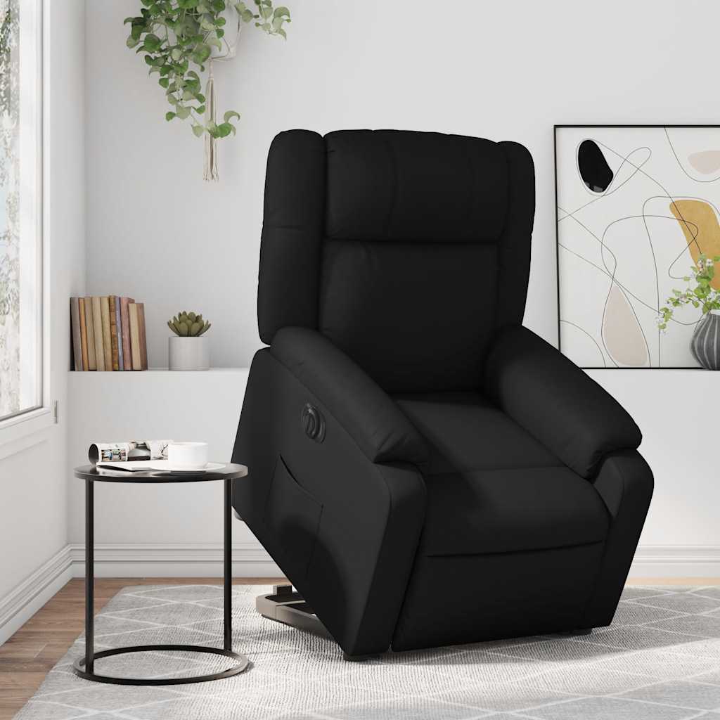 Relaxsessel mit Aufstehhilfe Elektrisch Schwarz Kunstleder