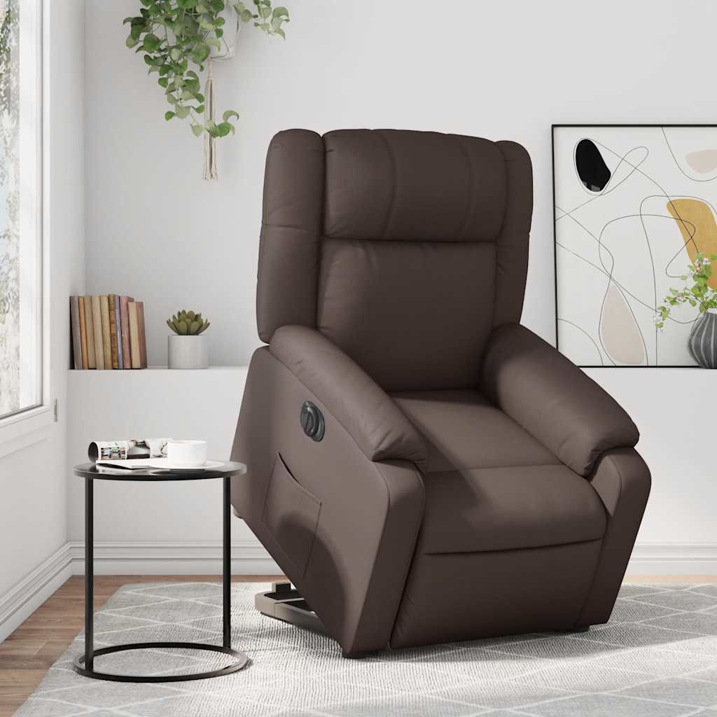 Relaxsessel mit Aufstehhilfe Elektrisch Braun Kunstleder
