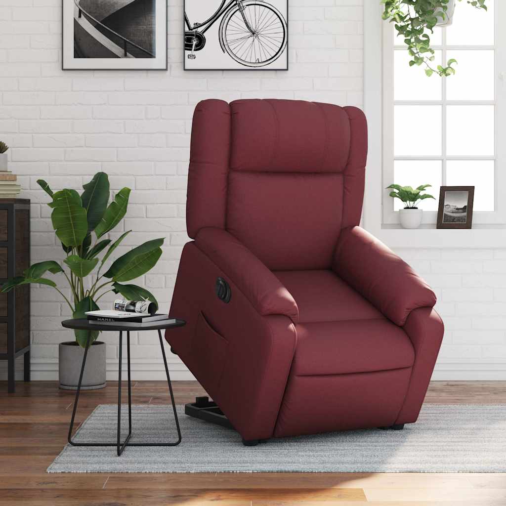 Relaxsessel mit Aufstehhilfe Elektrisch Weinrot Kunstleder