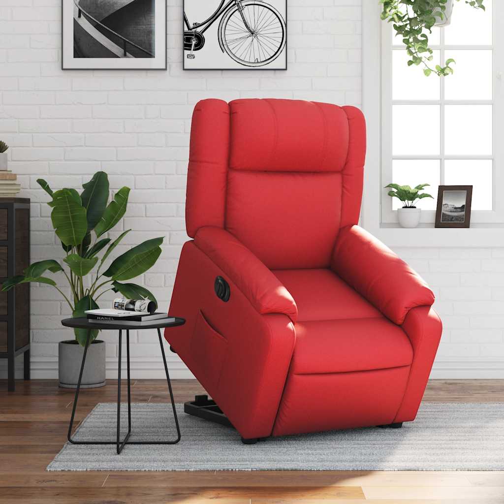 Relaxsessel mit Aufstehhilfe Elektrisch Rot Kunstleder