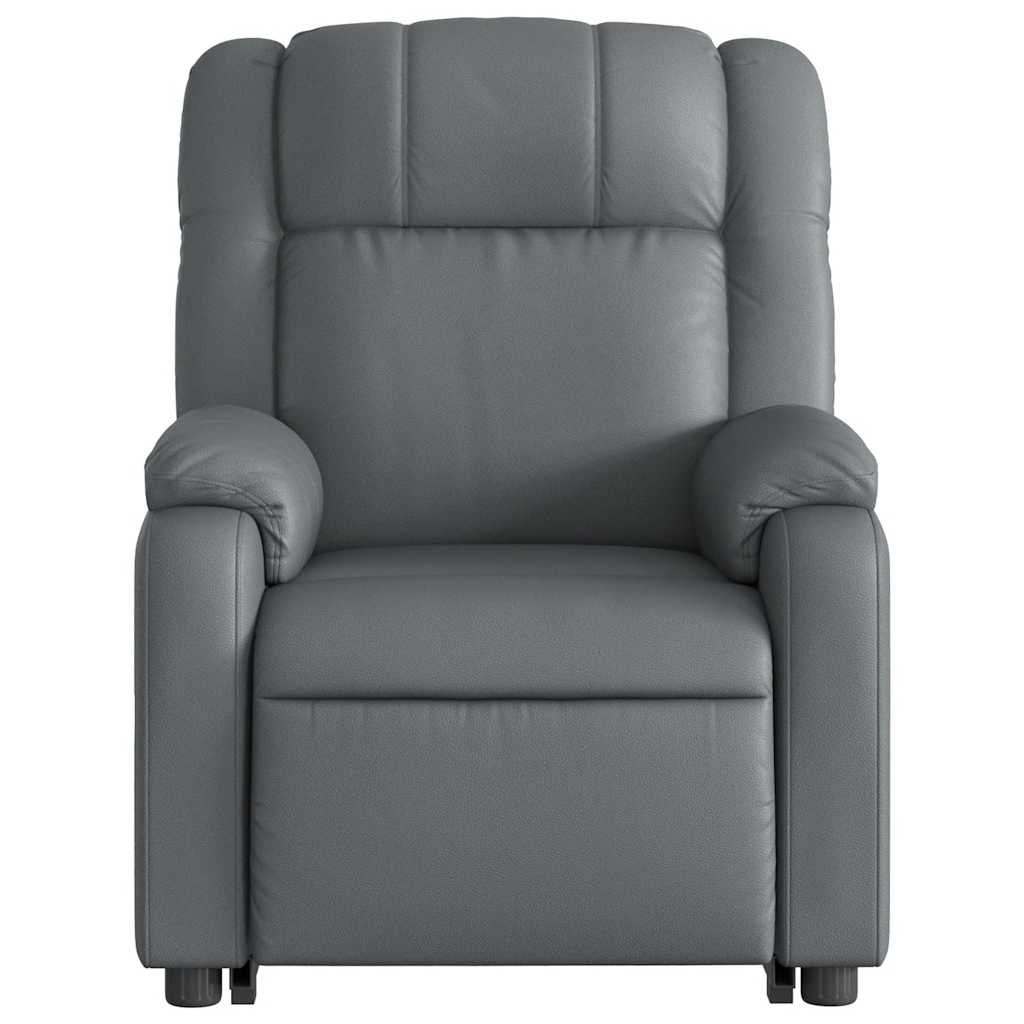 Fauteuil de massage avec aide électrique au verticalisation, gris, cuir synthétique