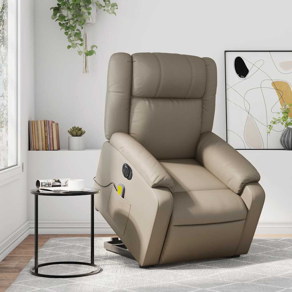 Massagesessel mit Aufstehhilfe Elektrisch Cappuccino Kunstleder