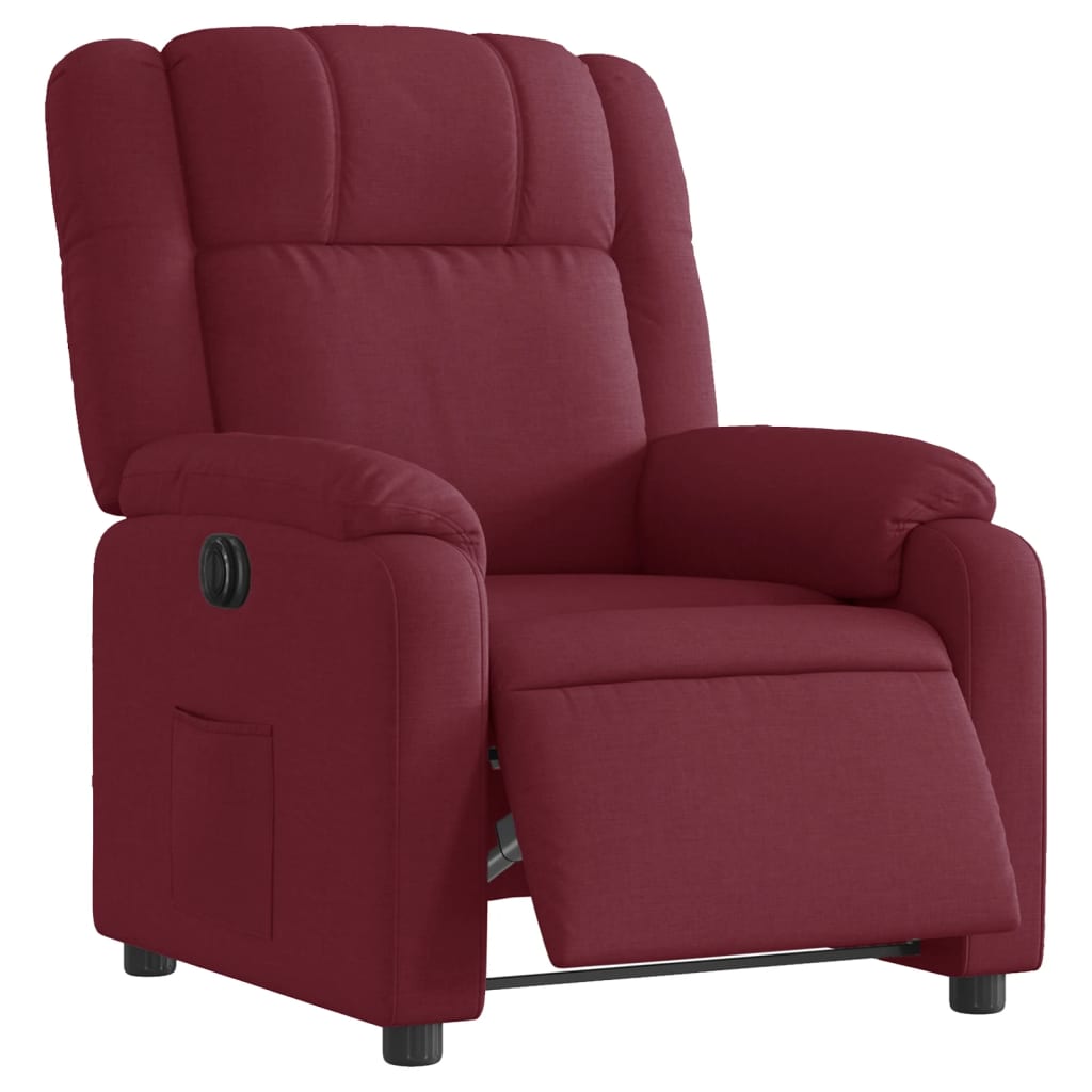 Electric recliner chair wine red fabric