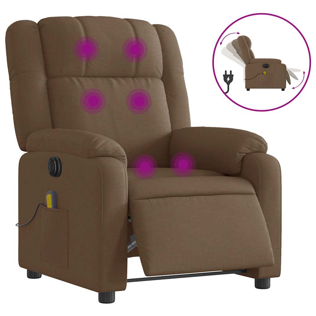 Massagesessel Elektrisch Braun Stoff