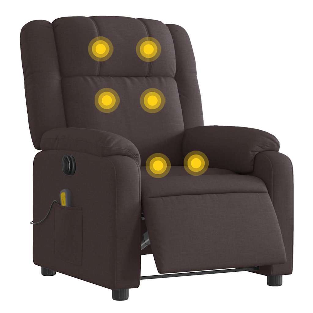 Massagesessel Elektrisch Dunkelbraun Stoff