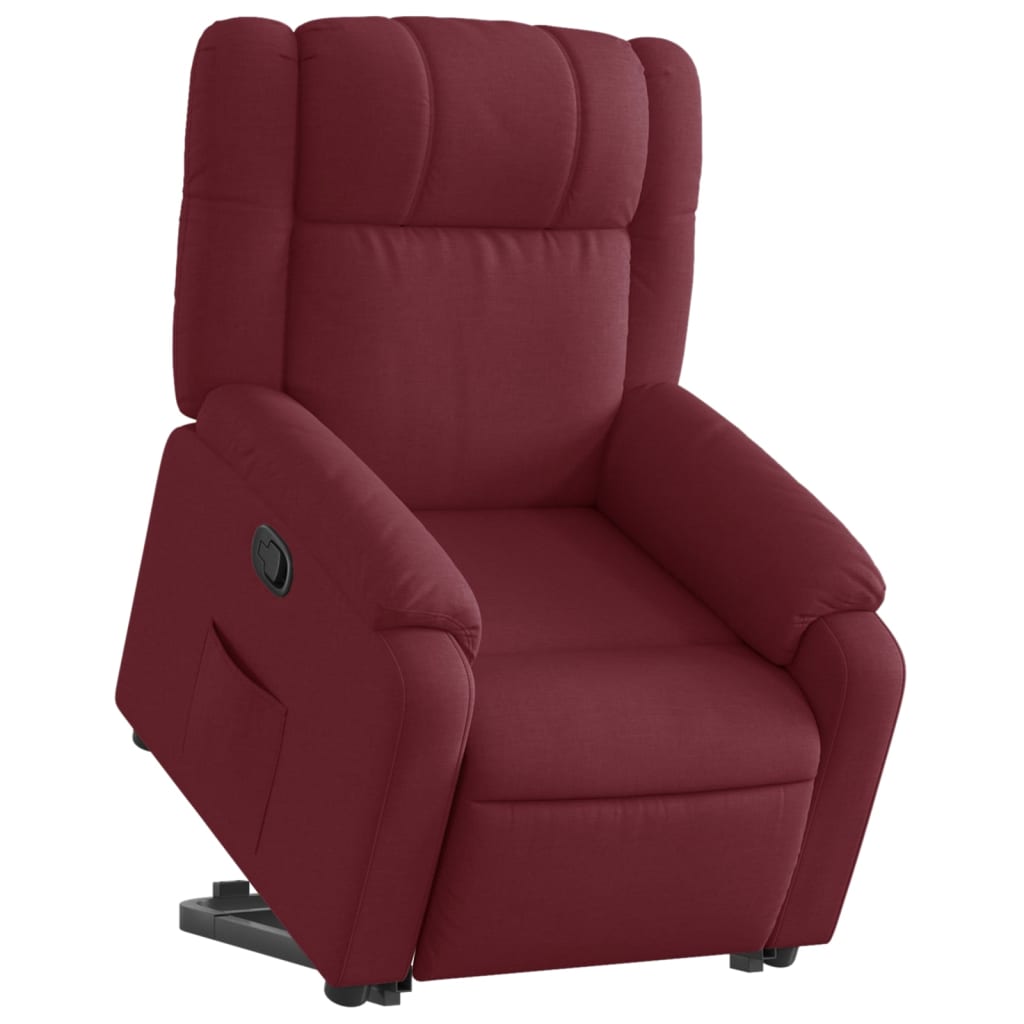 Fauteuil relax avec aide à la verticalisation en tissu rouge vin