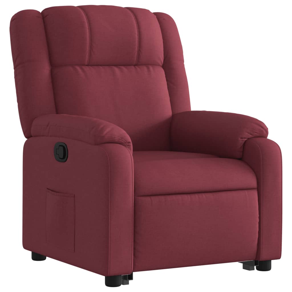 Fauteuil relax avec aide à la verticalisation en tissu rouge vin