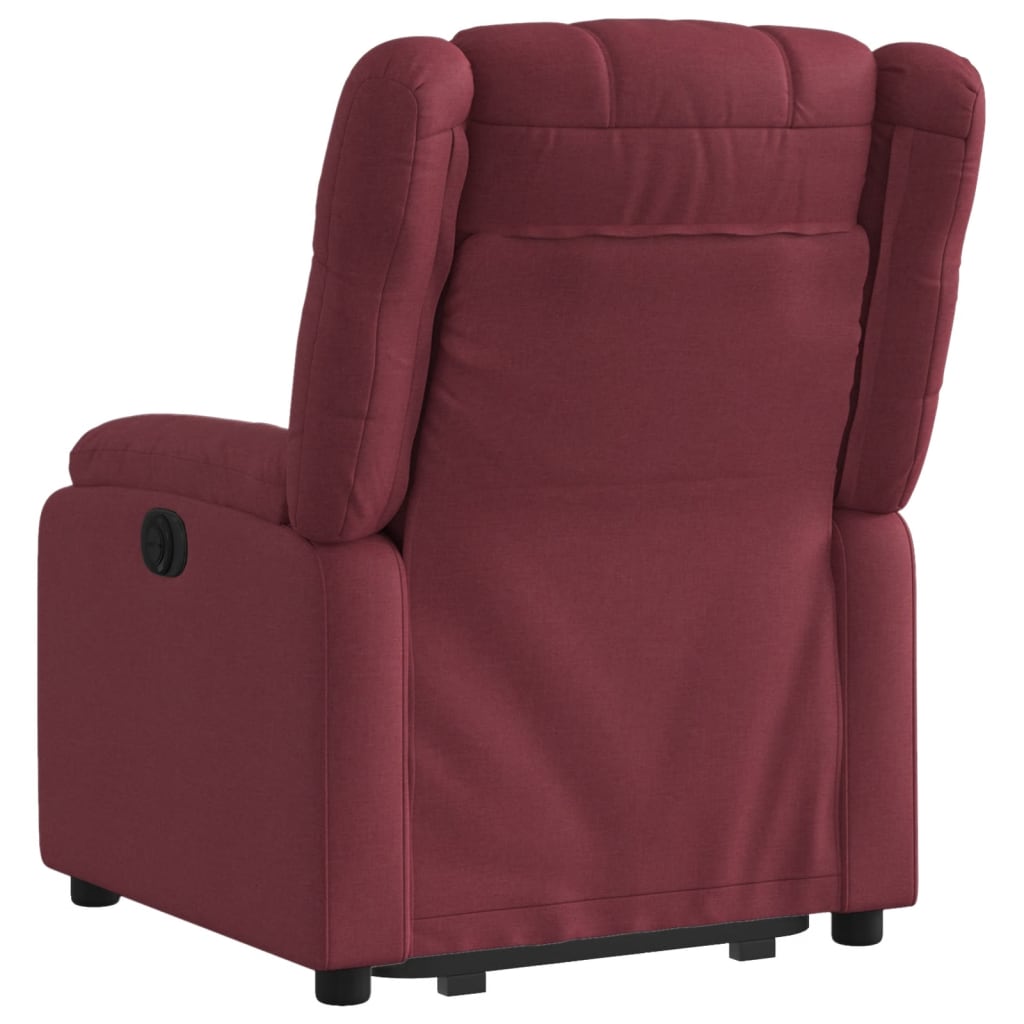 Fauteuil relax avec aide à la verticalisation en tissu rouge vin