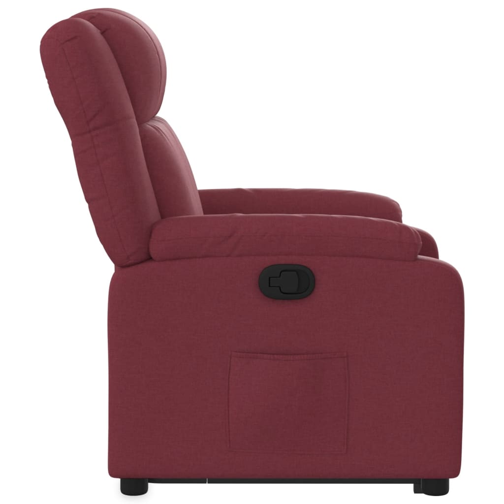 Fauteuil relax avec aide à la verticalisation en tissu rouge vin