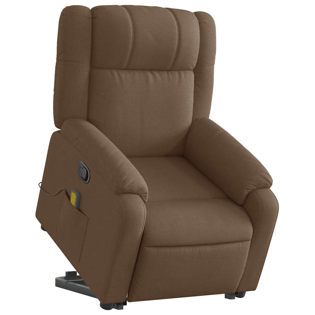 Massagesessel mit Aufstehhilfe Braun Stoff