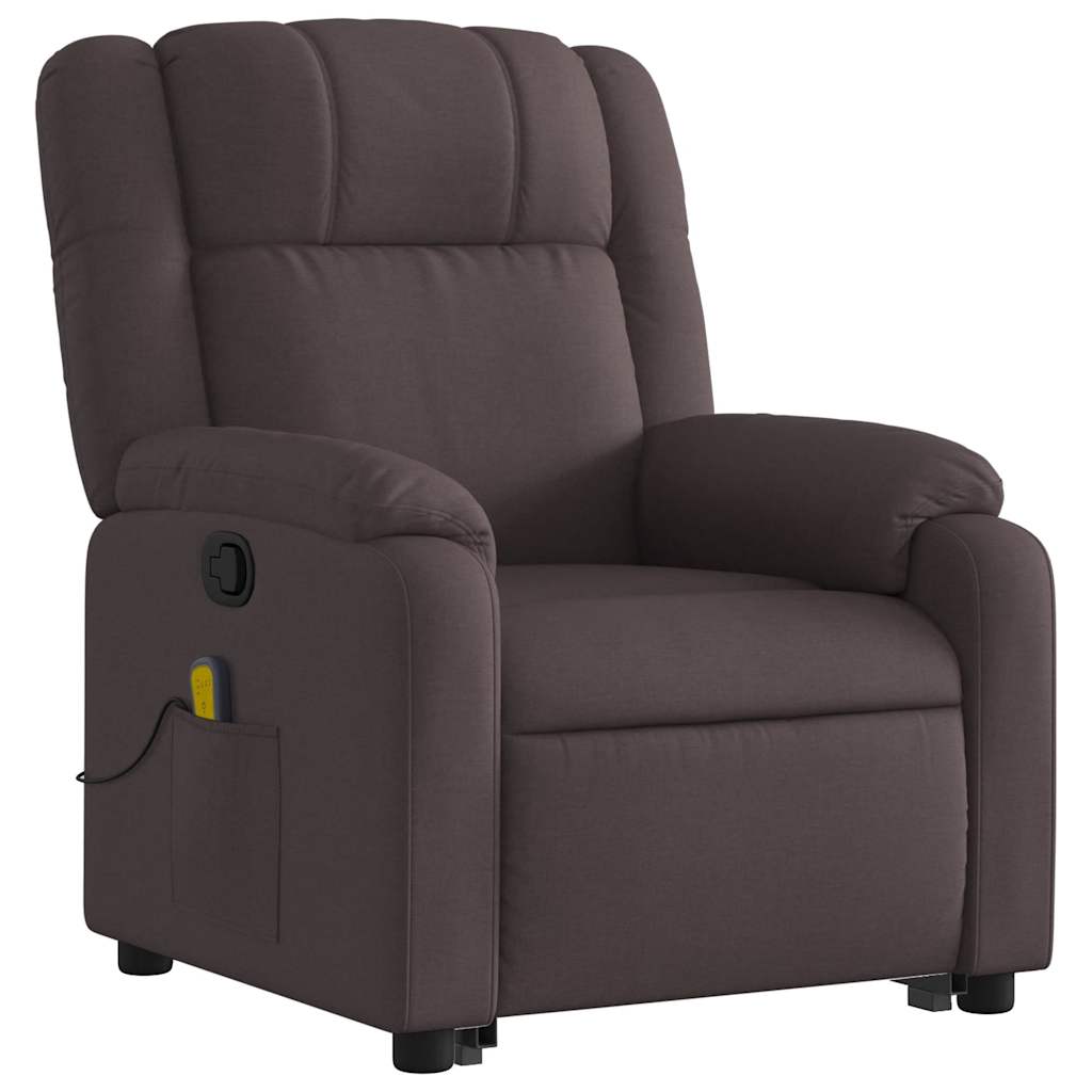Fauteuil de massage avec aide à la verticalisation en tissu marron foncé