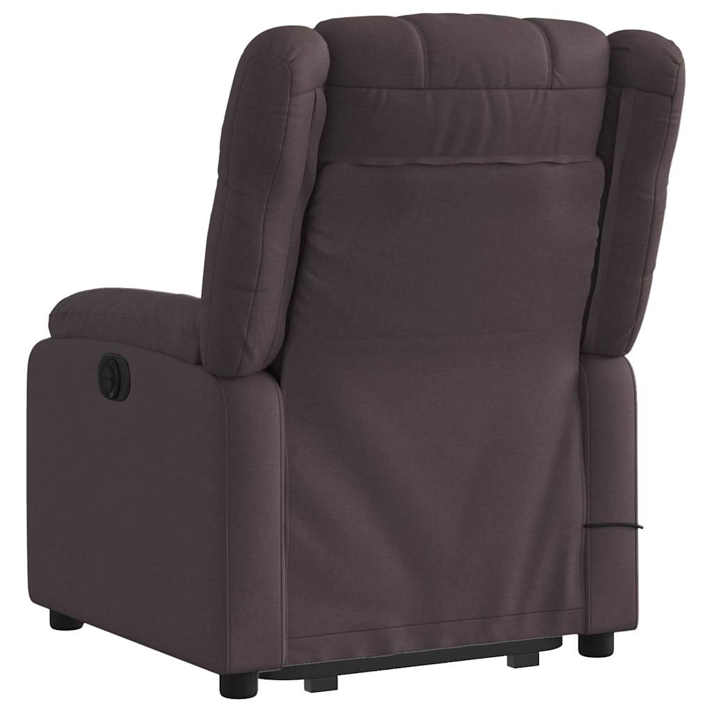 Fauteuil de massage avec aide à la verticalisation en tissu marron foncé