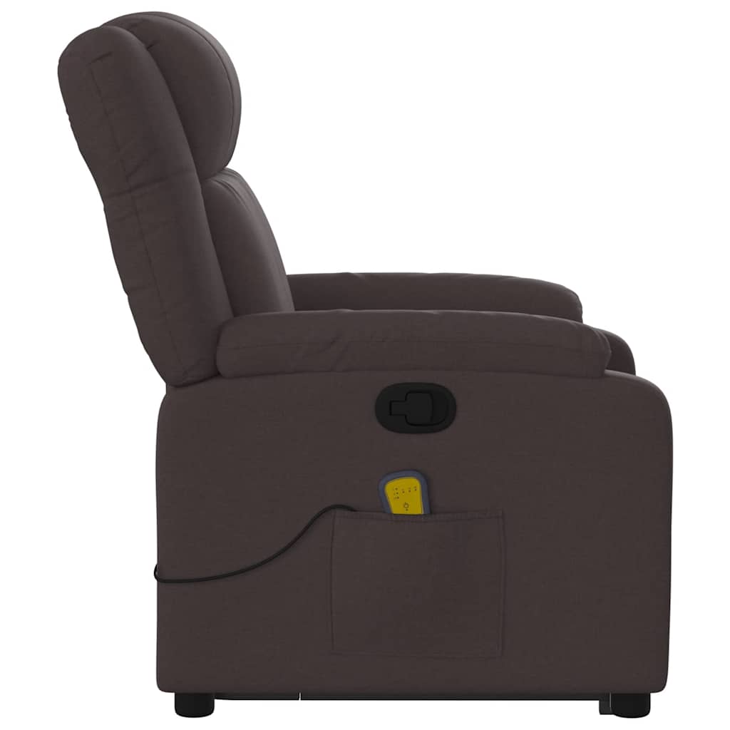 Fauteuil de massage avec aide à la verticalisation en tissu marron foncé