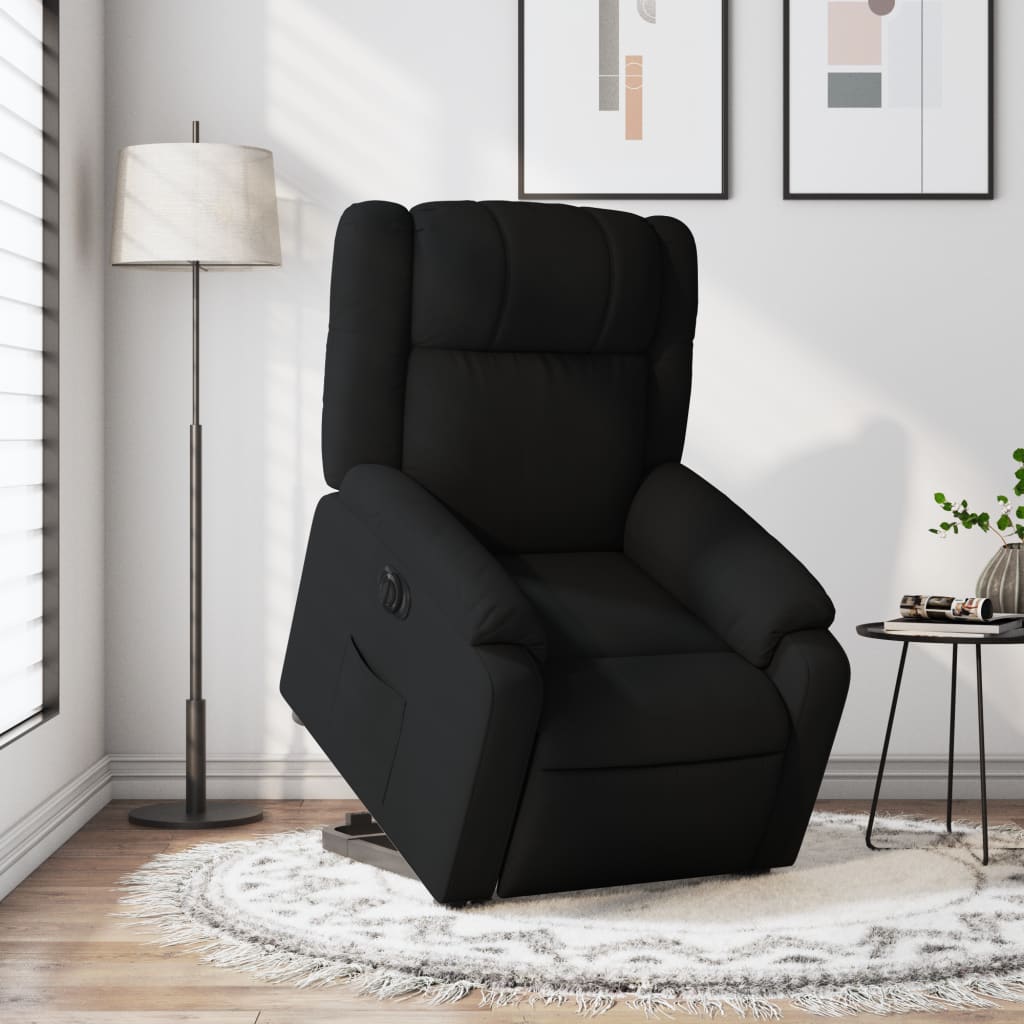 Relaxsessel mit Aufstehhilfe Elektrisch Schwarz Stoff