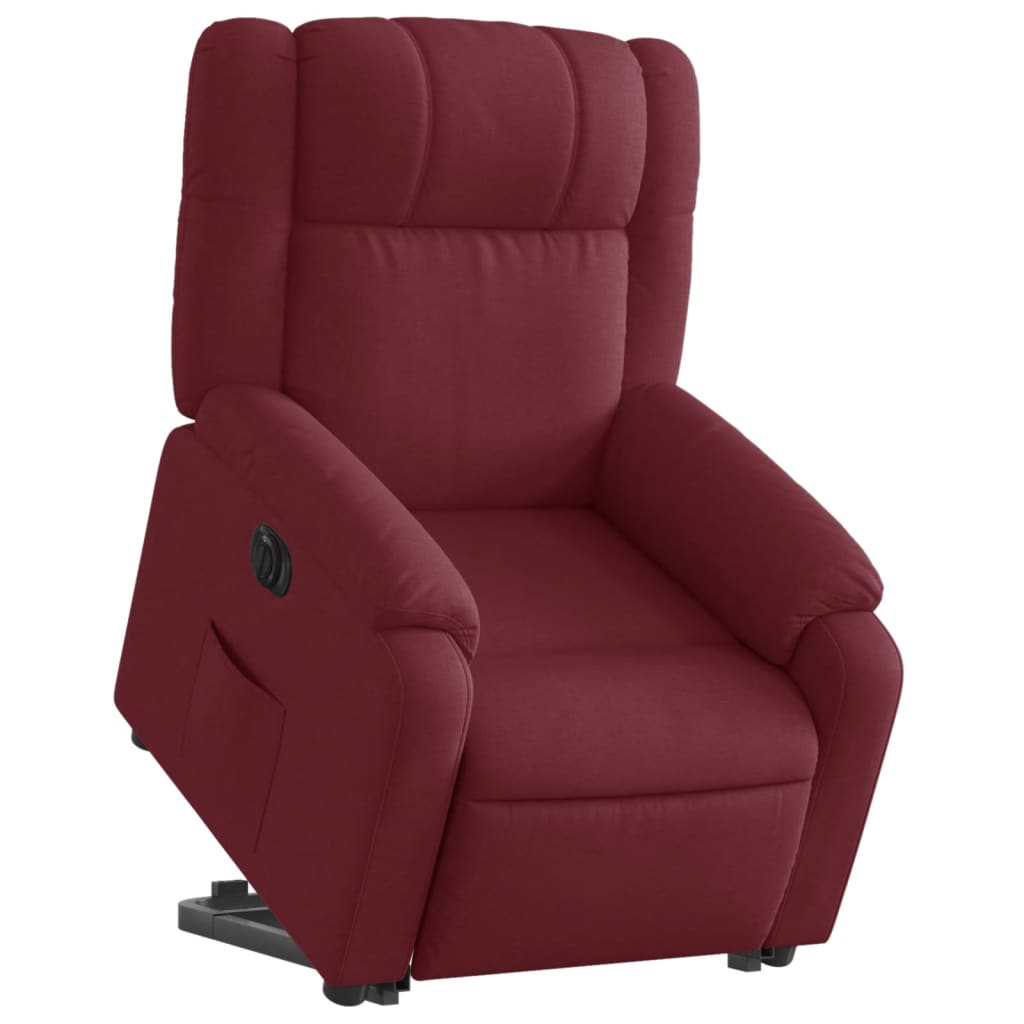 Fauteuil relax avec releveur électrique en tissu rouge vin
