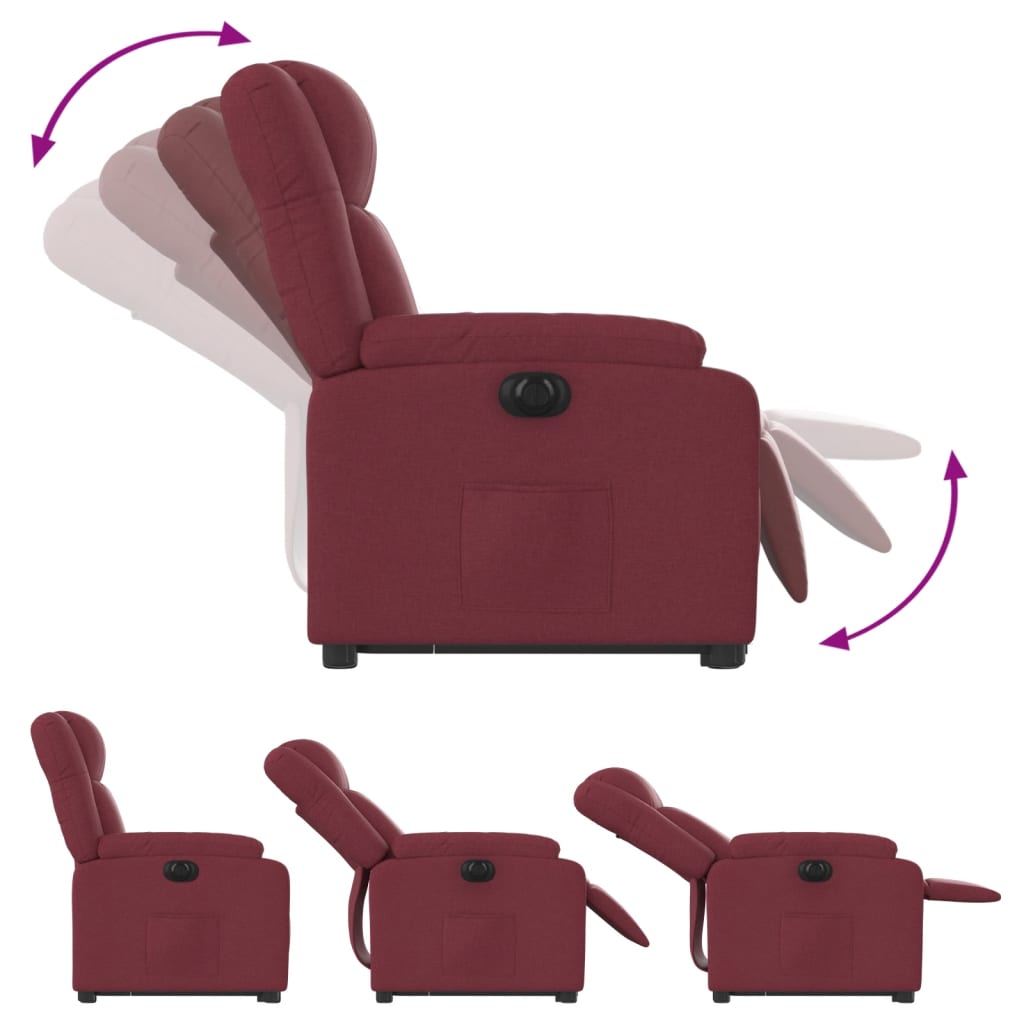 Fauteuil relax avec releveur électrique en tissu rouge vin