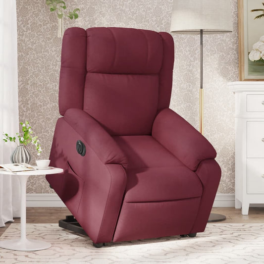 Fauteuil relax avec releveur électrique en tissu rouge vin