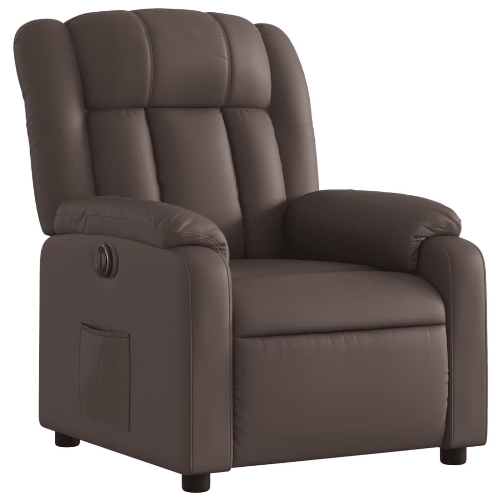 Fauteuil inclinable électrique en simili cuir marron