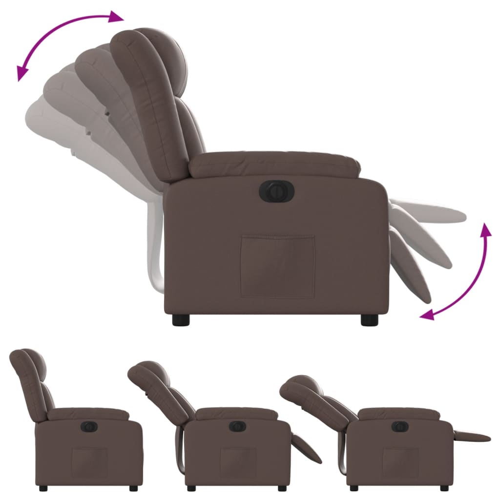 Fauteuil inclinable électrique en simili cuir marron