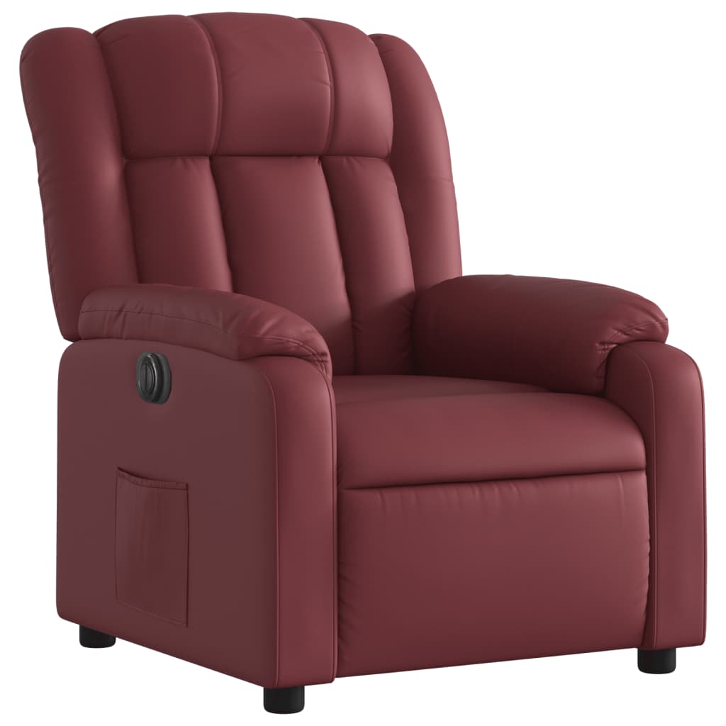 Electric recliner chair wine red artificial leather