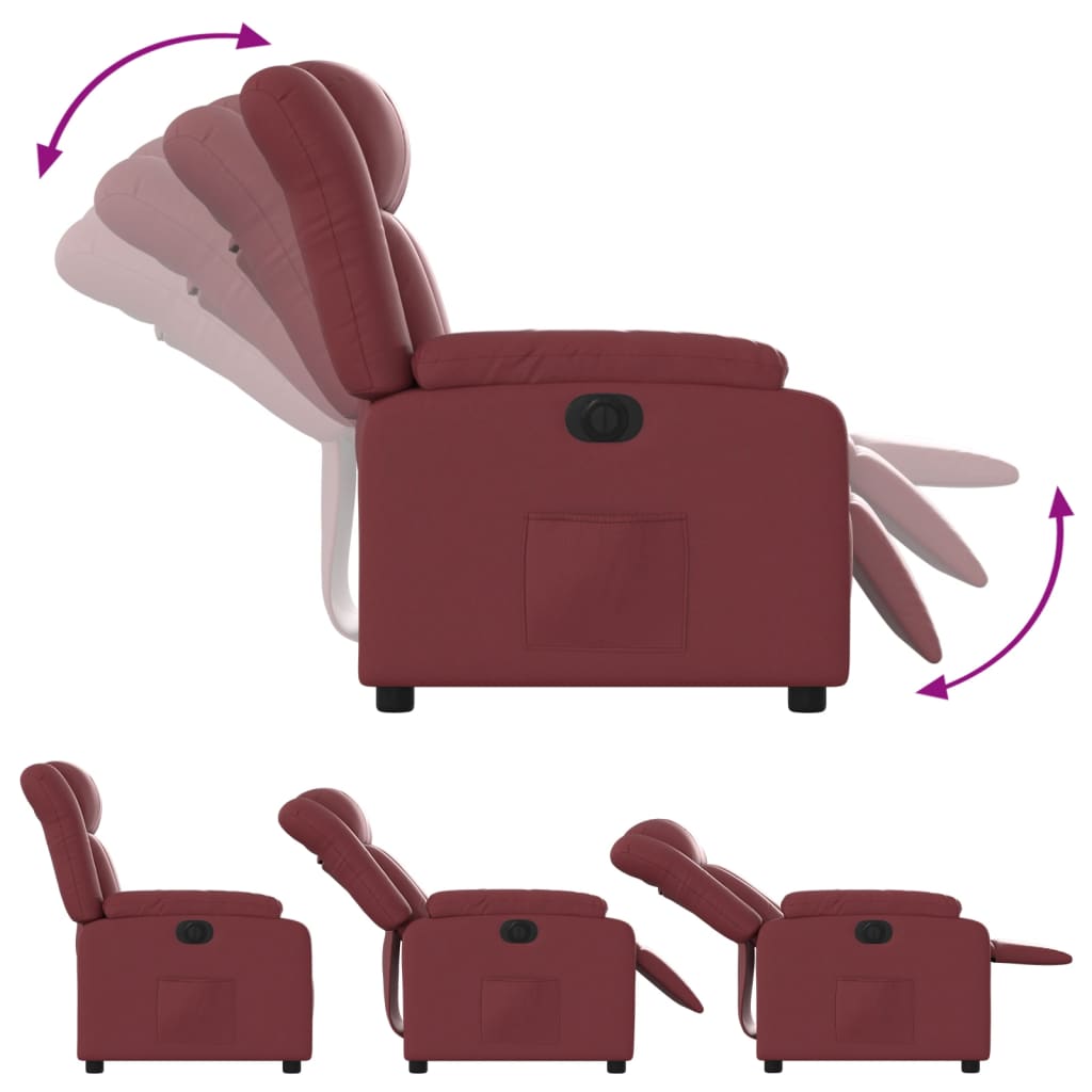 Electric recliner chair wine red artificial leather