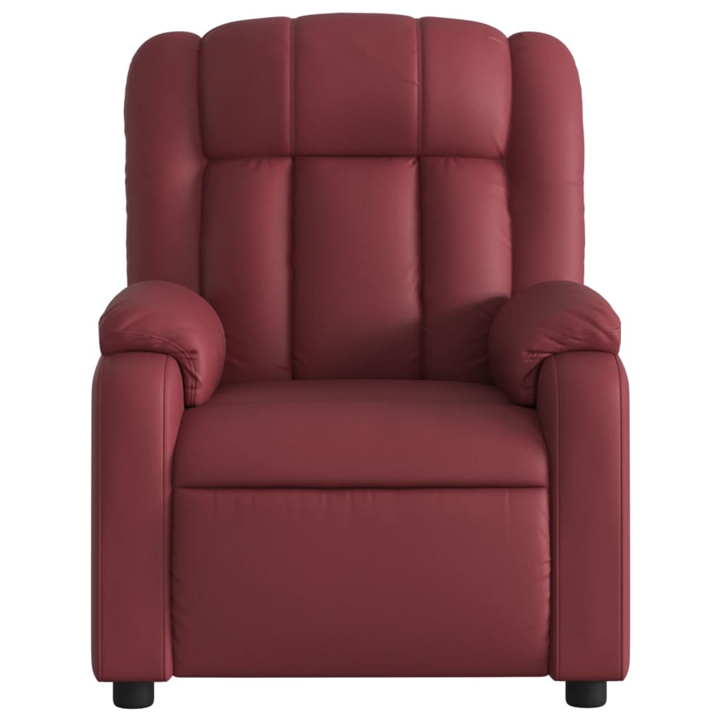 Electric recliner chair wine red artificial leather