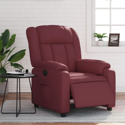 Electric recliner chair wine red artificial leather
