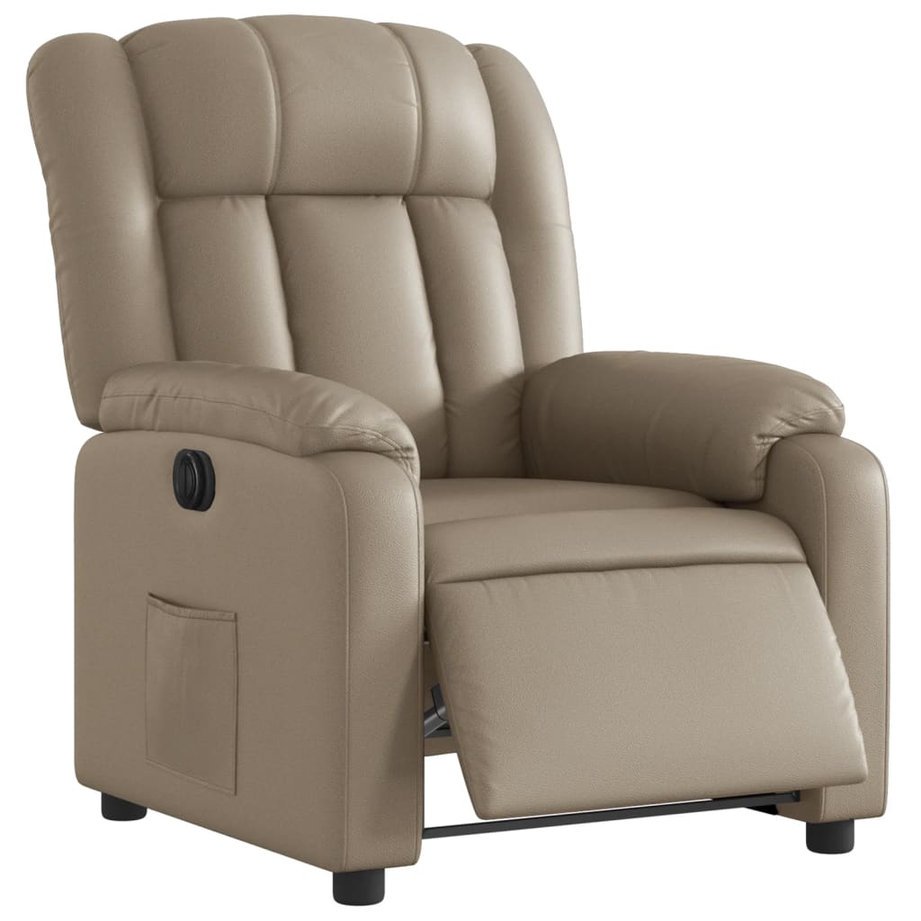 Fauteuil inclinable électrique en cuir artificiel marron cappuccino