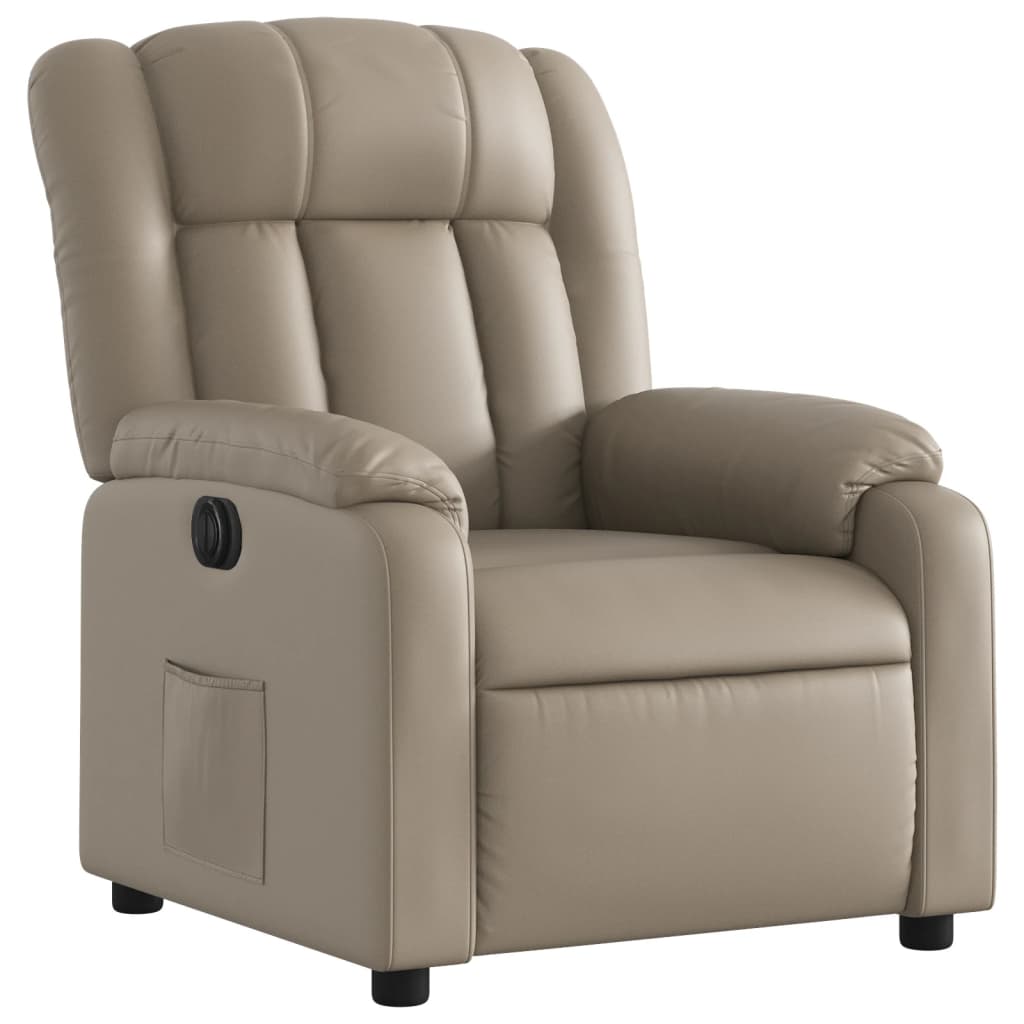 Fauteuil inclinable électrique en cuir artificiel marron cappuccino