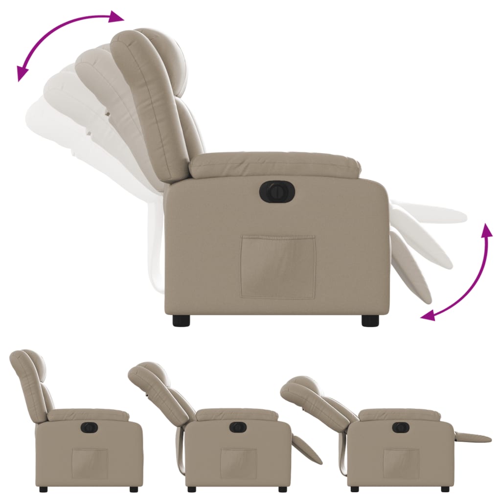 Fauteuil inclinable électrique en cuir artificiel marron cappuccino