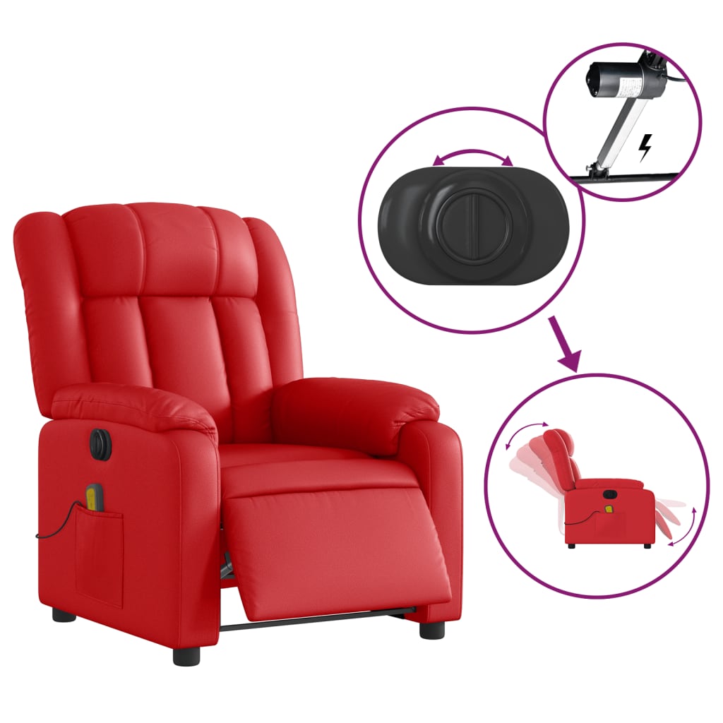 Massagesessel Elektrisch Rot Kunstleder