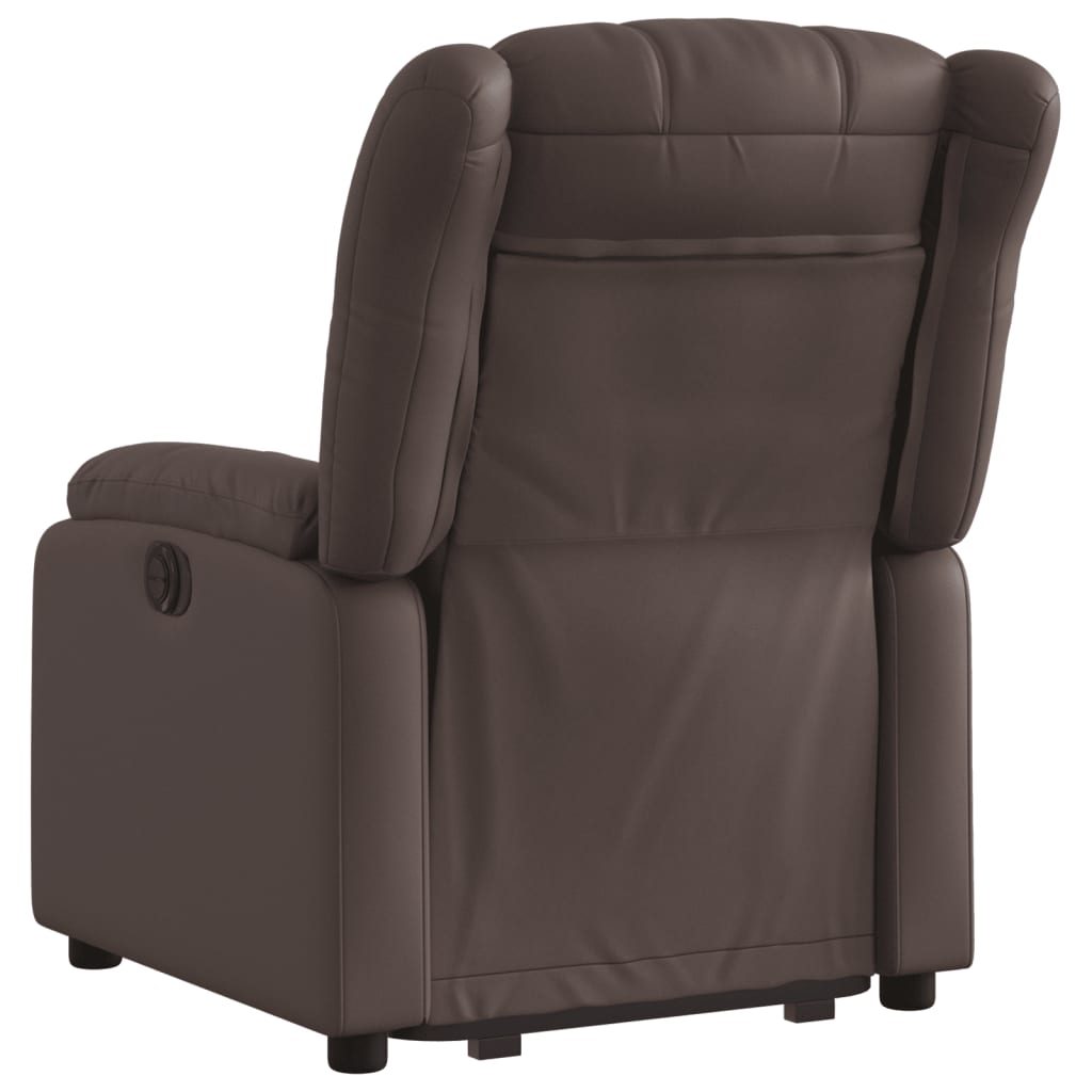 Fauteuil inclinable avec aide à la verticalisation en similicuir marron
