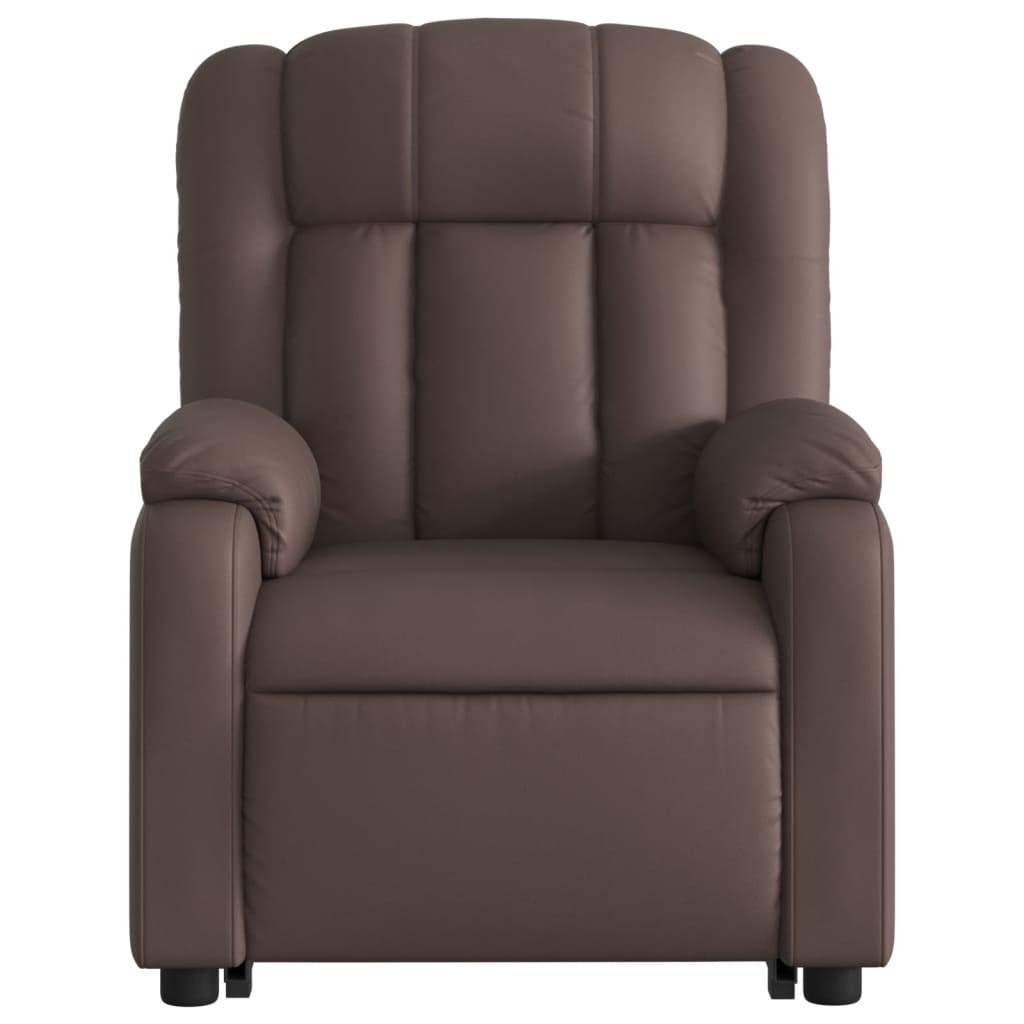 Fauteuil inclinable avec aide à la verticalisation en similicuir marron