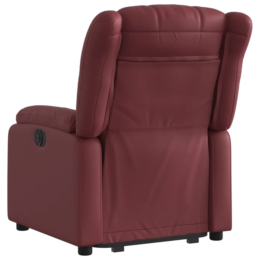 Fauteuil relax avec aide à la verticalisation en cuir artificiel rouge vin