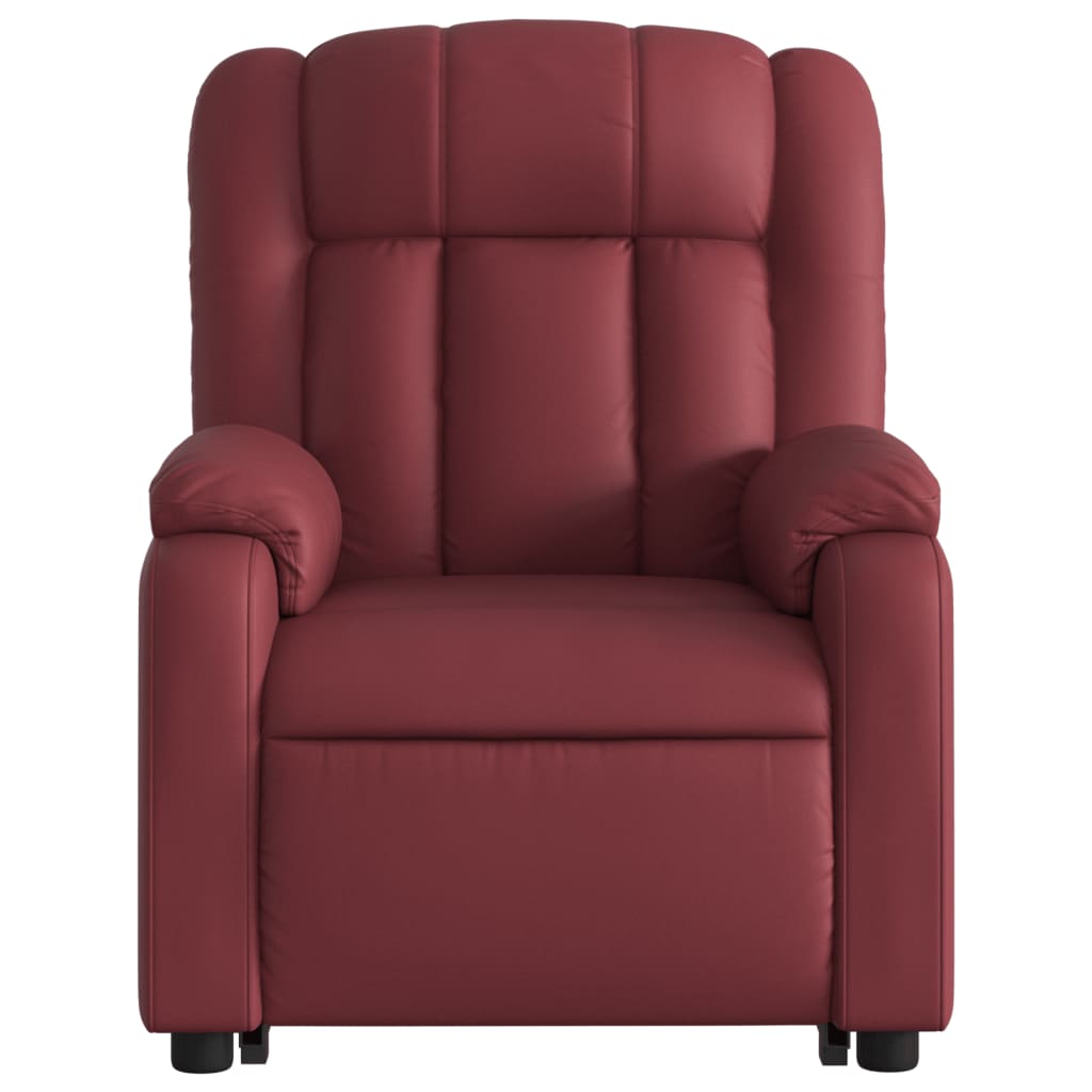 Fauteuil relax avec aide à la verticalisation en cuir artificiel rouge vin