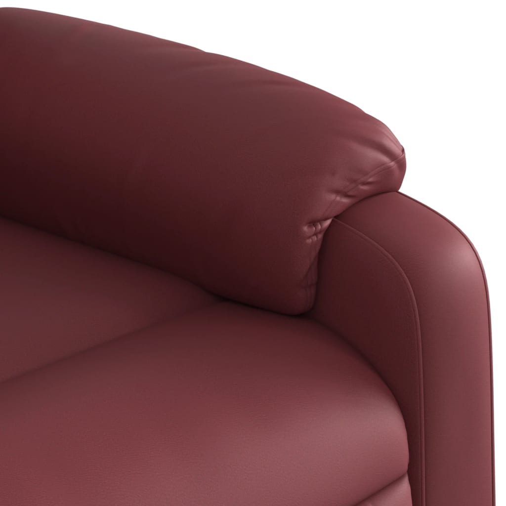 Fauteuil relax avec aide à la verticalisation en cuir artificiel rouge vin