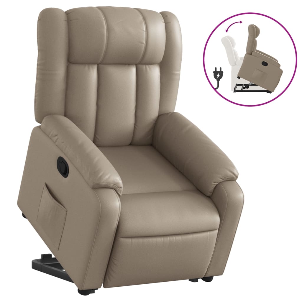 Fauteuil inclinable avec aide à la position debout en cuir artificiel marron cappuccino